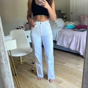 Zara white high rise wide leg jeans brand new